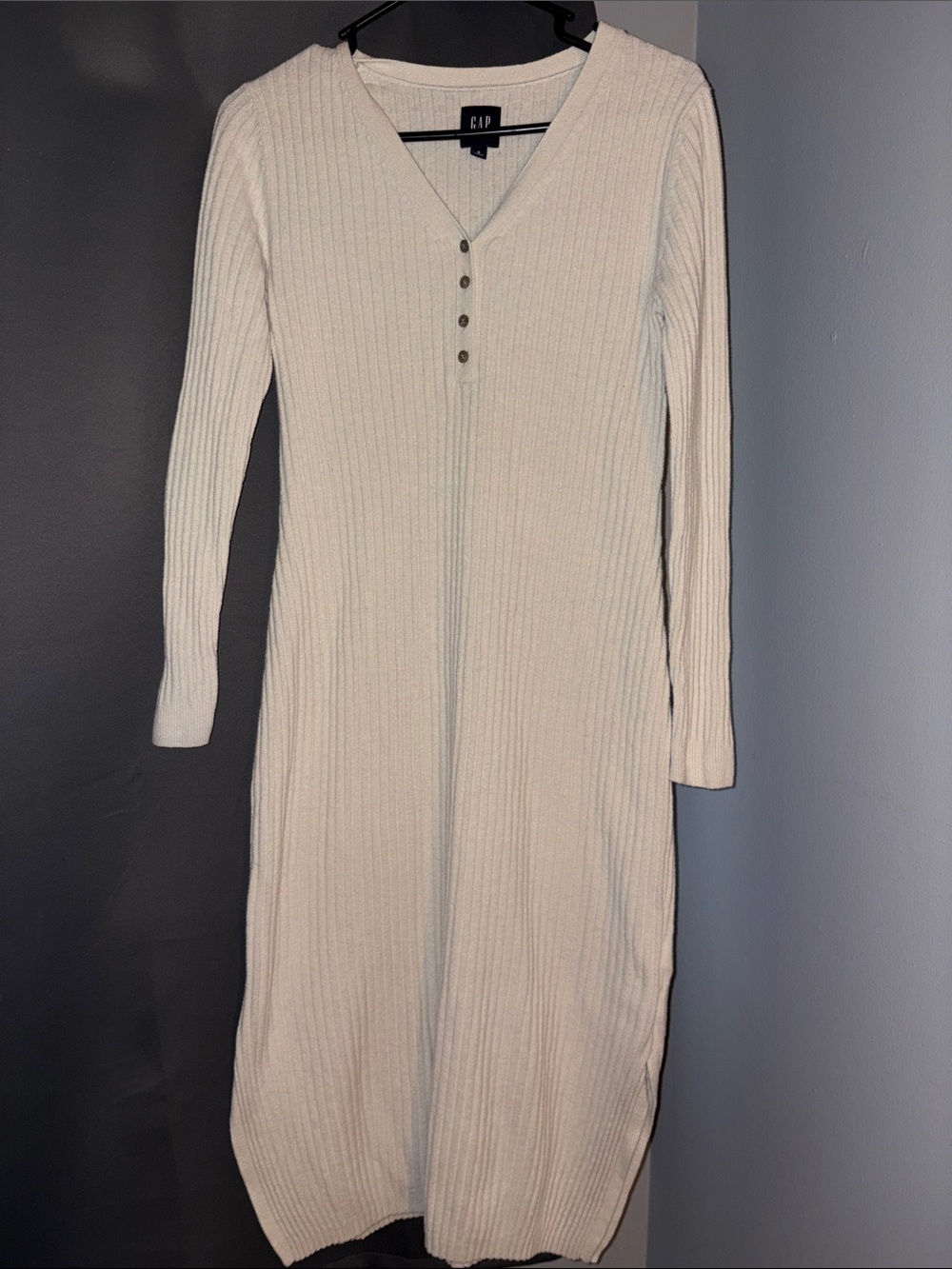GAP Cream maternity Ribbed Henley Long Sleeve Knit Dress